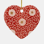 Rode Bloemen Levendig  Klassiek Patroon Keramisch Ornament (Achterkant)