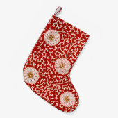 Rode Bloemen Levendig  Klassiek Patroon Kleine Kerstsok (Voorkant (Hangend))