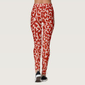 Rode Bloemen Levendig Klassiek Patroon Leggings (Achterkant)