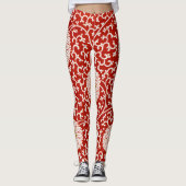 Rode Bloemen Levendig Klassiek Patroon Leggings (Voorkant)