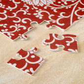 Rode Bloemen Levendig  Klassiek Patroon Legpuzzel (Zijkant)