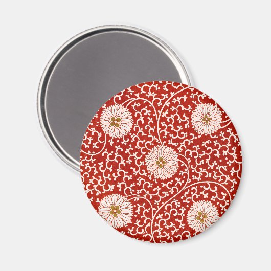 Rode Bloemen Levendig  Klassiek Patroon Magneet (Voorkant / Achterkant)