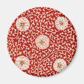 Rode Bloemen Levendig  Klassiek Patroon Magneet (Voorkant)