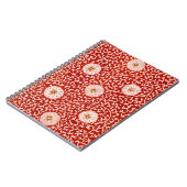 Rode Bloemen Levendig Klassiek Patroon Notitieboek (Linkerzijde)