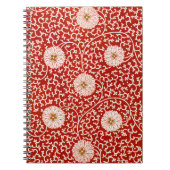 Rode Bloemen Levendig  Klassiek Patroon Notitieboek (Voorkant)