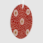 Rode Bloemen Levendig  Klassiek Patroon Ornament (voorkant)