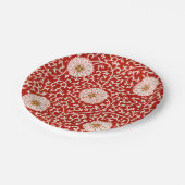 Rode Bloemen Levendig  Klassiek Patroon Papieren Bordje (Gekanteld)