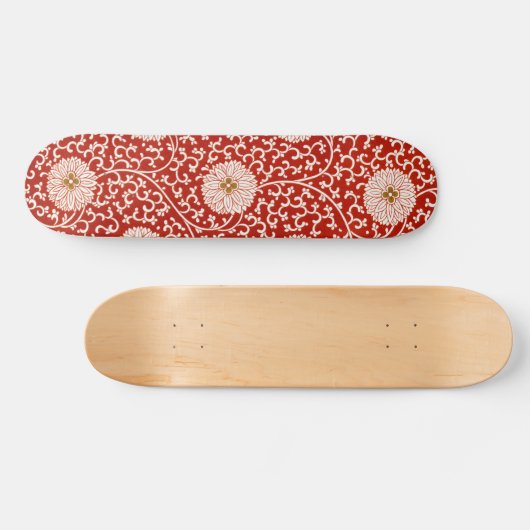 Rode Bloemen Levendig  Klassiek Patroon Persoonlijk Skateboard (Horizontaal)