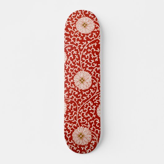Rode Bloemen Levendig  Klassiek Patroon Persoonlijk Skateboard (Voorkant)