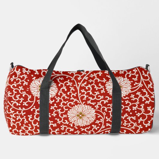 Rode Bloemen Levendig Klassiek Patroon Plunjezak (Voorkant)