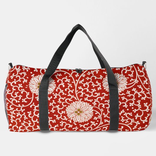 Rode Bloemen Levendig Klassiek Patroon Plunjezak (Achterkant)