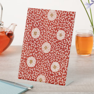 Rode Bloemen Levendig  Klassiek Patroon Reclamebord Met Voetstuk