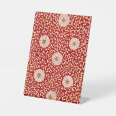 Rode Bloemen Levendig  Klassiek Patroon Reclamebord Met Voetstuk (Voorkant)