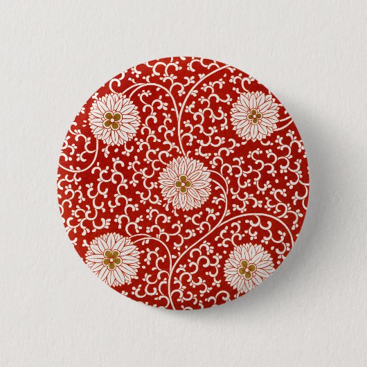 Rode Bloemen Levendig  Klassiek Patroon Ronde Button 5,7 Cm (Voorkant)