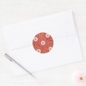 Rode Bloemen Levendig  Klassiek Patroon Ronde Sticker (Envelop)