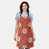 Rode Bloemen Levendig  Klassiek Patroon Schort (Gedragen)