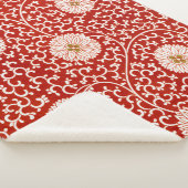 Rode Bloemen Levendig Klassiek Patroon Sherpa Deken (3/4)