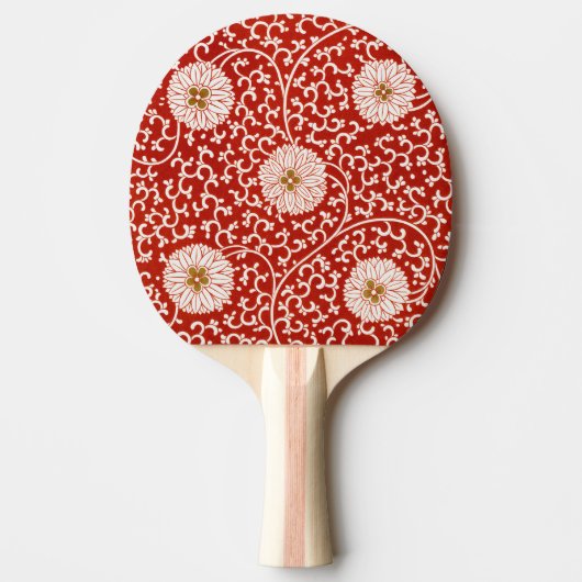 Rode Bloemen Levendig  Klassiek Patroon Tafeltennisbatje (Voorkant)
