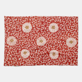 Rode Bloemen Levendig  Klassiek Patroon Theedoek (Horizontaal)