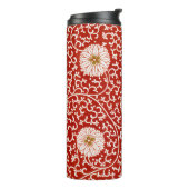 Rode Bloemen Levendig Klassiek Patroon Thermosbeker (Gedraaid links)