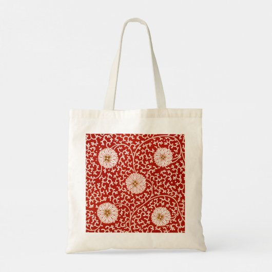 Rode Bloemen Levendig  Klassiek Patroon Tote Bag (Achterkant)