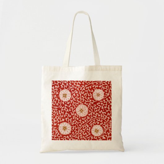 Rode Bloemen Levendig  Klassiek Patroon Tote Bag (Voorkant)