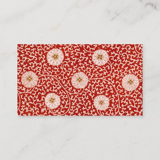 Rode Bloemen Levendig  Klassiek Patroon Visitekaartje (Achterkant)