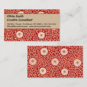 Rode Bloemen Levendig  Klassiek Patroon Visitekaartje (Voorkant / Achterkant)