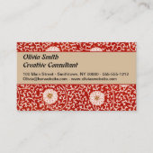 Rode Bloemen Levendig Klassiek Patroon Visitekaartje (Voorkant)