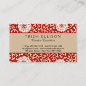 Rode Bloemen Levendig  Klassiek Patroon Visitekaartje (Achterkant)