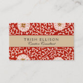 Rode Bloemen Levendig  Klassiek Patroon Visitekaartje (Voorkant)