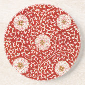 Rode Bloemen Levendig  Klassiek Patroon Zandsteen Onderzetter (Voorkant)