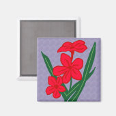 Rode bloemen magneet (Voorkant / Achterkant)