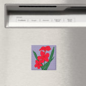Rode bloemen magneet (Insitu (Vaatwasser))