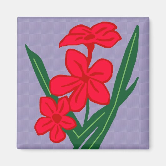 Rode bloemen magneet (Voorkant)