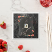 Rode bloemen mahjong papier bord servet (Insitu)