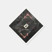 Rode bloemen mahjong papier bord servet (Hoek)