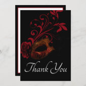 Rode Bloemen Masker Dank u kaart (Voorkant / Achterkant)