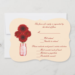 Rode Bloemen Mason Jar Antwoordkaart Kaart