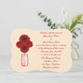 Rode Bloemen Mason Jar Trouw Uitnodiging (Staand voorkant)