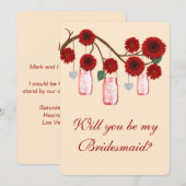 Rode Bloemen Mason Potten Bruidsmeisje Kaart (Voorkant / Achterkant)