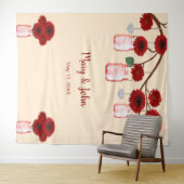 Rode Bloemen Mason Potten Foto Achtergrond Wandkleed (In Situ (horizontaal))