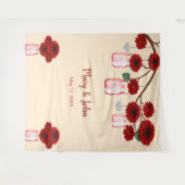 Rode Bloemen Mason Potten Foto Achtergrond Wandkleed (Voorkant (horizontaal))