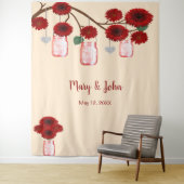 Rode Bloemen Mason Potten Foto Achtergrond Wandkleed (In situ)