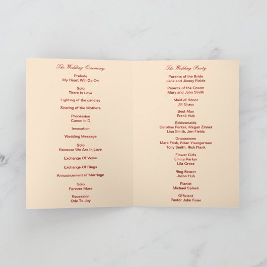 Rode Bloemen Mason Potten Programkaart Programma (Binnen)