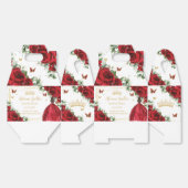 Rode Bloemen Meisje Jurk Verjaardag Quinceañera 16 Bedankdoosjes (Ongevouwen)