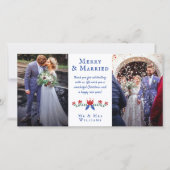 Rode Bloemen Merry Married Wedding Foto's Bedankkaart (Voorkant)