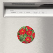 Rode bloemen met gele centers magneet (Insitu (Vaatwasser))
