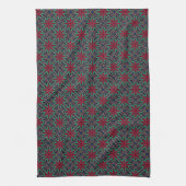 Rode bloemen met groen en blauw theedoek (Verticaal)