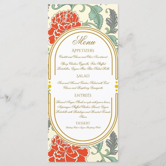 Rode bloemen met groene bladeren (Voorkant)